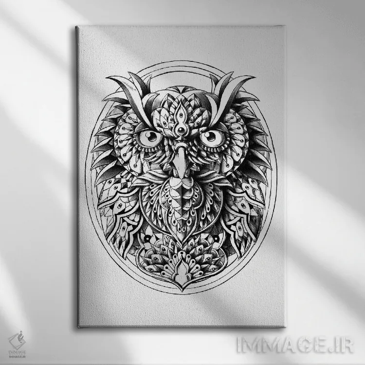 تابلو پرتره جغد اثر بیوورکز - نمای روبهرو روی دیوار