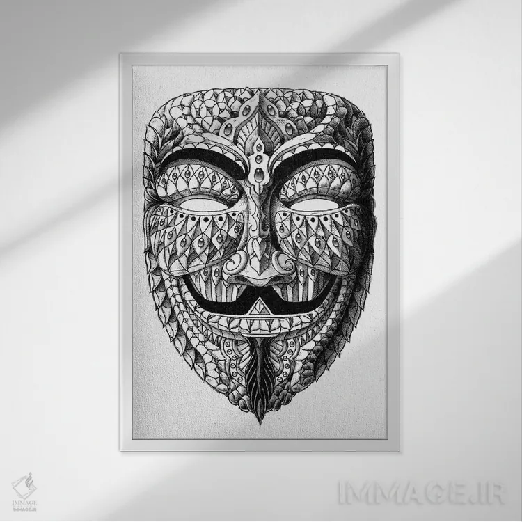 تابلو نقاب ناشناس اثر بیوورکز - نمای قابدار سفید