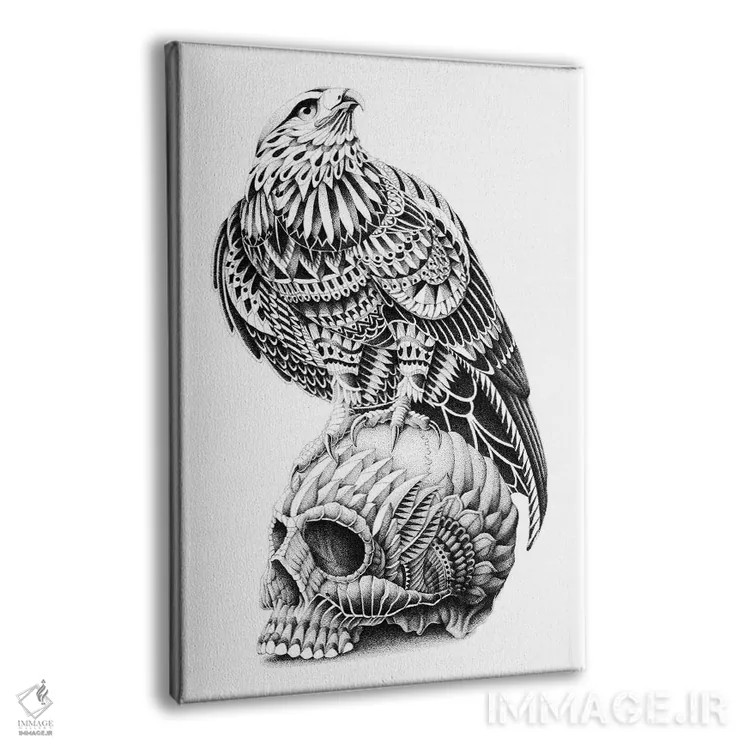 تابلو جمجمه با دم قرمز (نقاشی مفهومی) اثر بیوورکز - نمای پرسپکتیو محصول