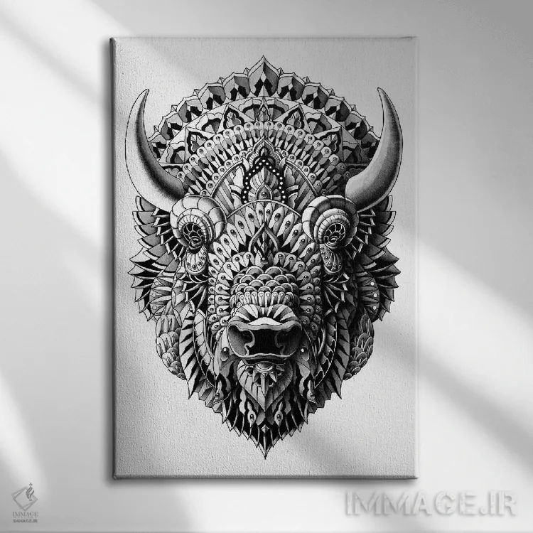 تابلو گاومیش آمریکایی اثر بیوورکز - نمای روبهرو روی دیوار