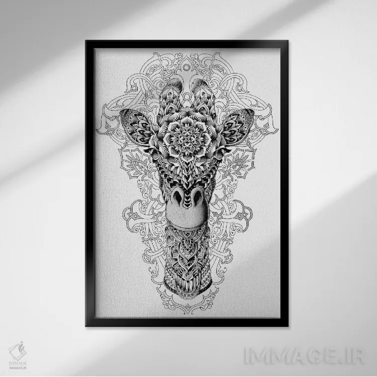 تابلو زرافه اثر بیوورکز - نمای قابدار مشکی