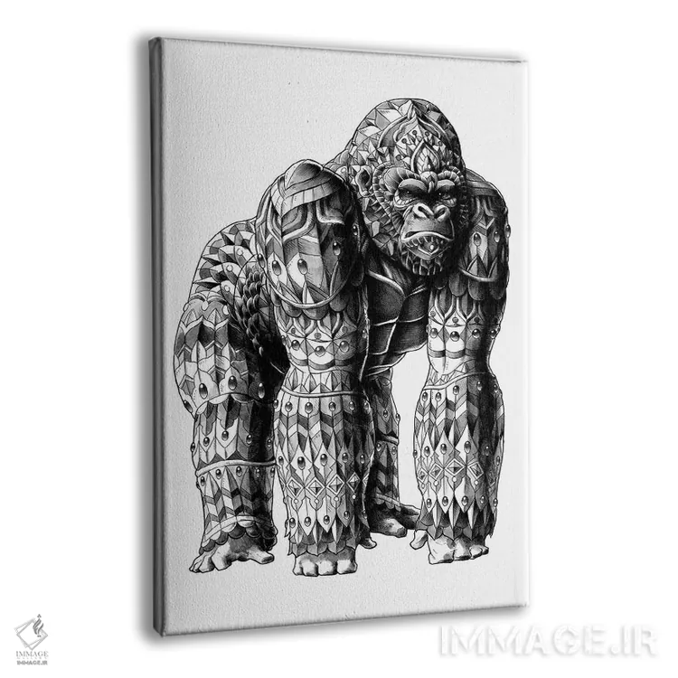 تابلو گوریل نر نقرهپشت اثر بیوورکز - نمای پرسپکتیو محصول