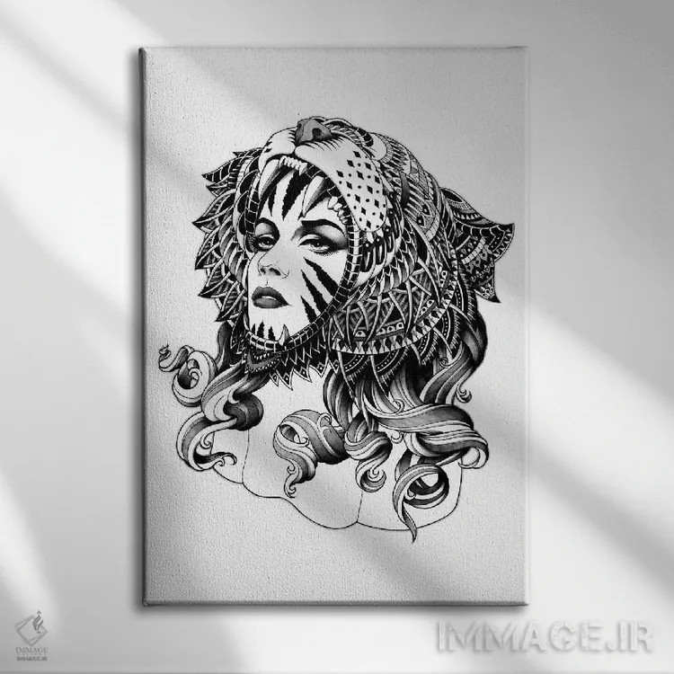 تابلو ببر ماده اثر بیوورکز - نمای روبهرو روی دیوار