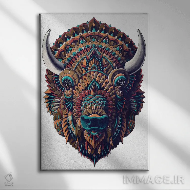 تابلو گاومیش رنگی شماره ۱ اثر بیوورکز - نمای روبهرو روی دیوار