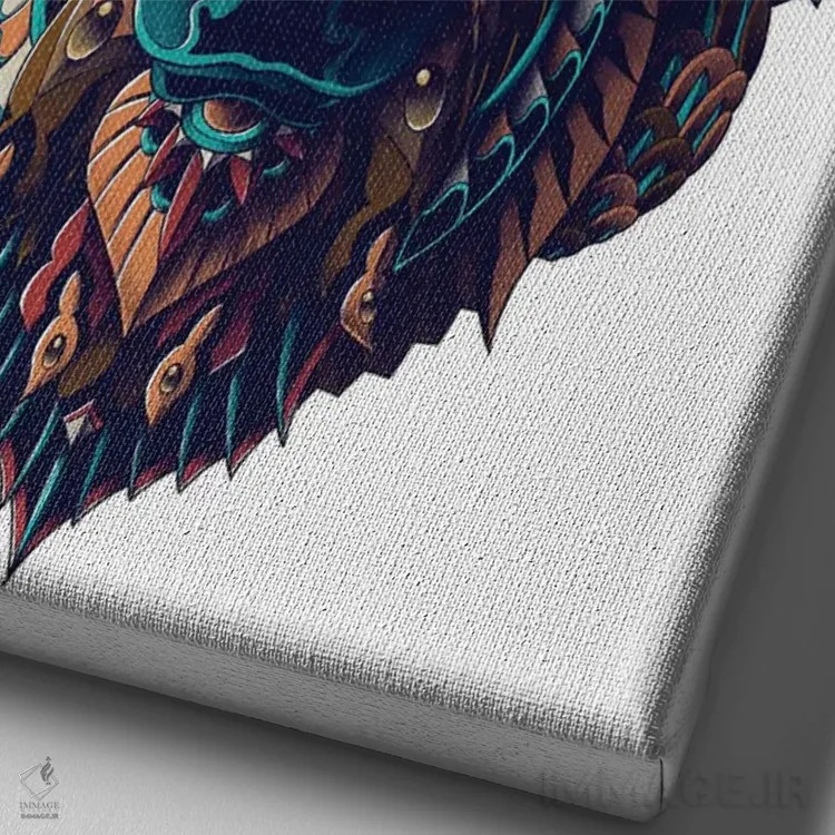 تابلو گاومیش رنگی شماره ۱ اثر بیوورکز - نمای نزدیک بافت بوم