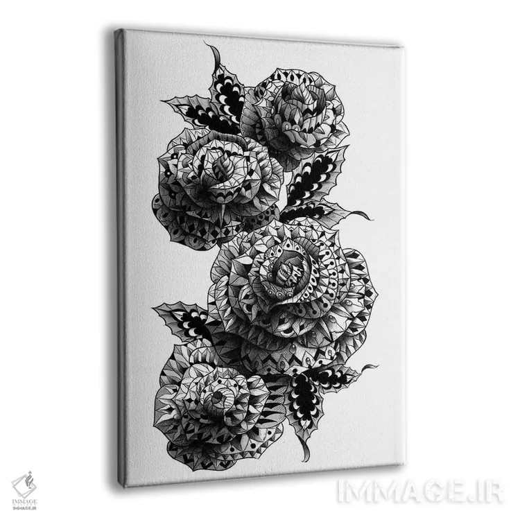 تابلو چهار گل رز اثر بیوورکز - نمای پرسپکتیو محصول