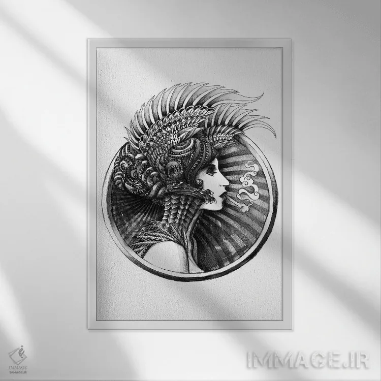 تابلو والکری (زن جنگجوی اسطوره نروژی) اثر بیوورکز - نمای قابدار سفید