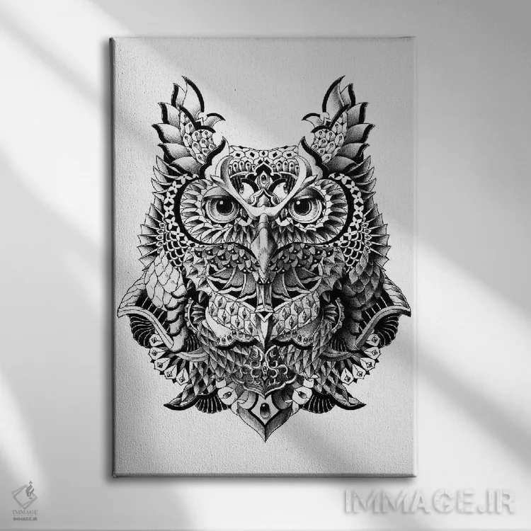 تابلو جغد سده اثر بیوورکز - نمای روبهرو روی دیوار