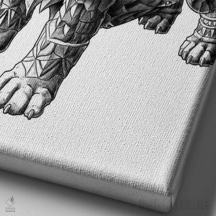 تابلو سگ کورگی اثر بیوورکز - نمای نزدیک بافت بوم