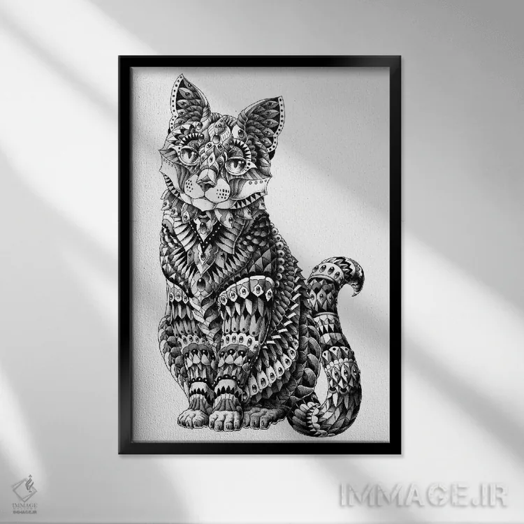 تابلو گربه اثر بیوورکز - نمای قابدار مشکی