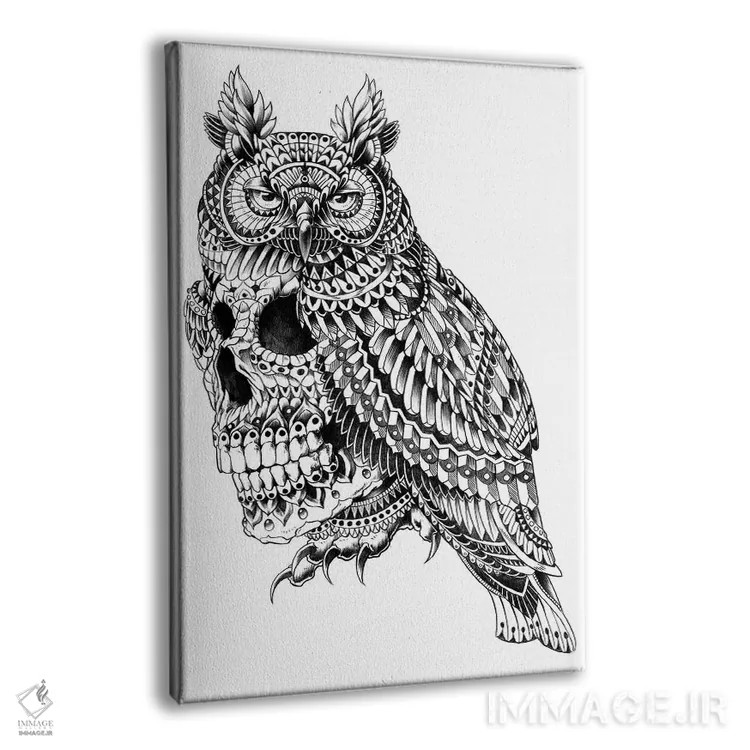 تابلو جمجمه با شاخ بزرگ (تم تزئینی) اثر بیوورکز - نمای پرسپکتیو محصول