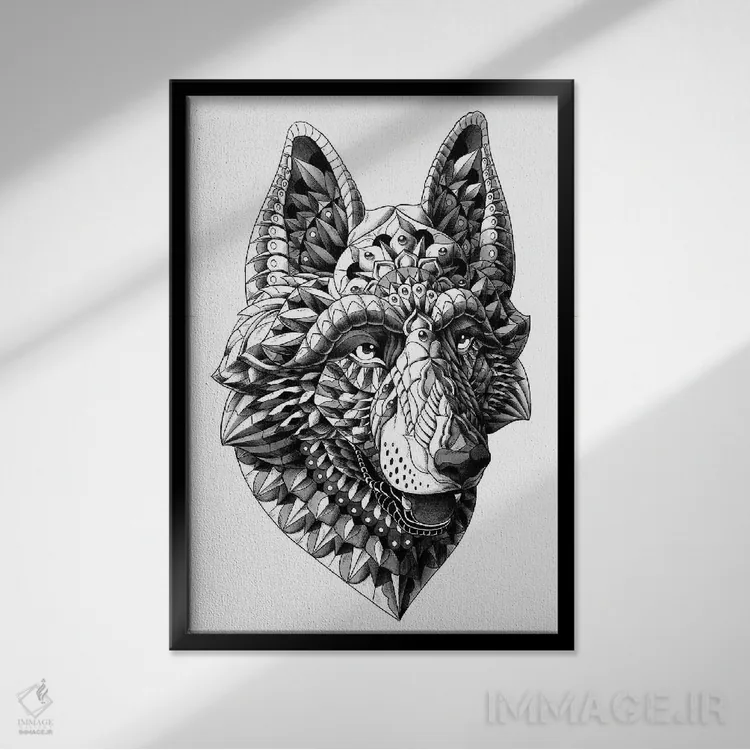 تابلو ژرمن شپرد (سگ چوپان آلمانی) اثر بیوورکز - نمای قابدار مشکی