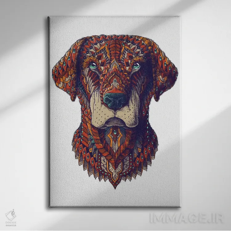 تابلو لبرادور رنگی شماره ۲ اثر بیوورکز - نمای روبهرو روی دیوار