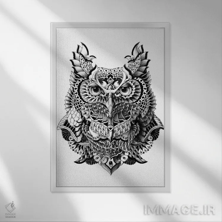 تابلو جغد سده اثر بیوورکز - نمای قابدار سفید