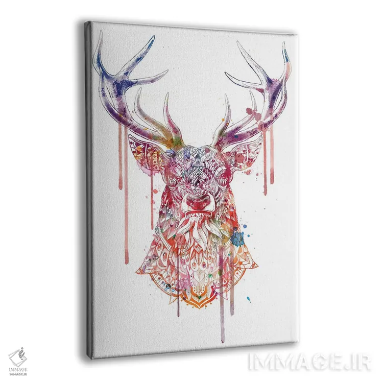 تابلو گوزن نر تزیینی رنگی شماره ۱ اثر بیوورکز - نمای پرسپکتیو محصول