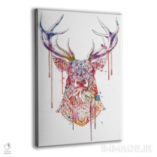تابلو گوزن نر تزیینی رنگی شماره ۱ اثر بیوورکز - نمای پرسپکتیو محصول