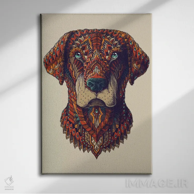 تابلو لبرادور رنگی شماره ۱ اثر بیوورکز - نمای روبهرو روی دیوار