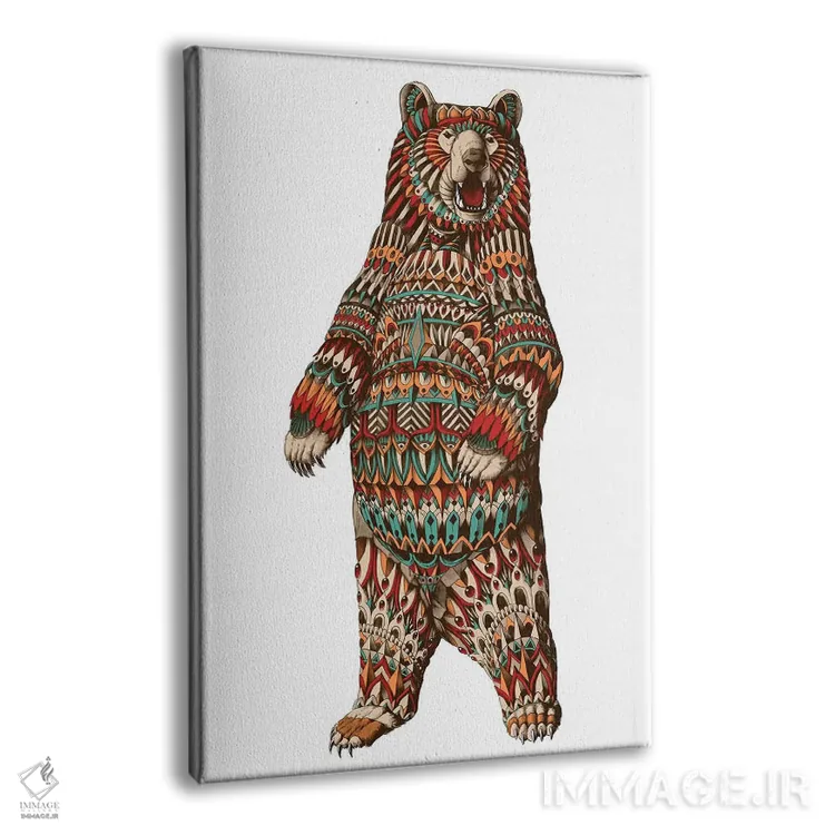 تابلو خرس گریزلی تزیینی رنگی شماره ۱ اثر بیوورکز - نمای پرسپکتیو محصول