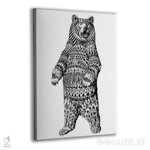 تابلو خرس گریزلی تزیینی اثر بیوورکز - نمای پرسپکتیو محصول