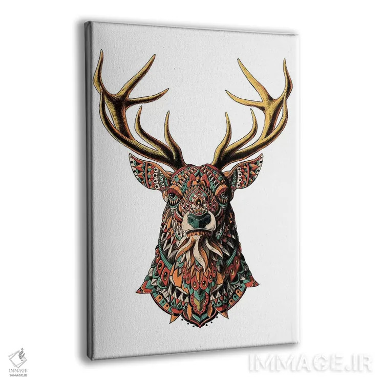 تابلو گوزن نر تزیینی رنگی شماره ۲ اثر بیوورکز - نمای پرسپکتیو محصول