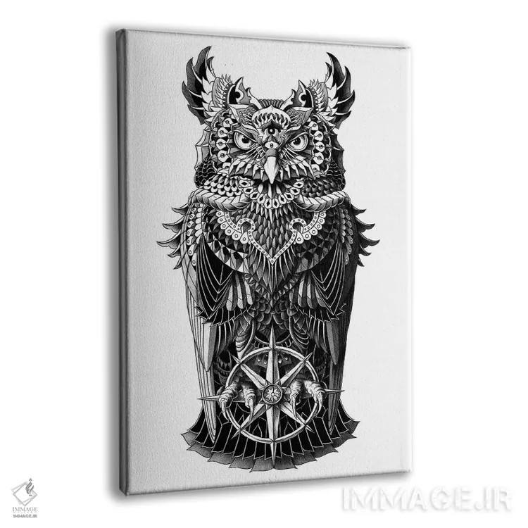 تابلو جغد شاخدار بزرگ اثر بیوورکز - نمای پرسپکتیو محصول