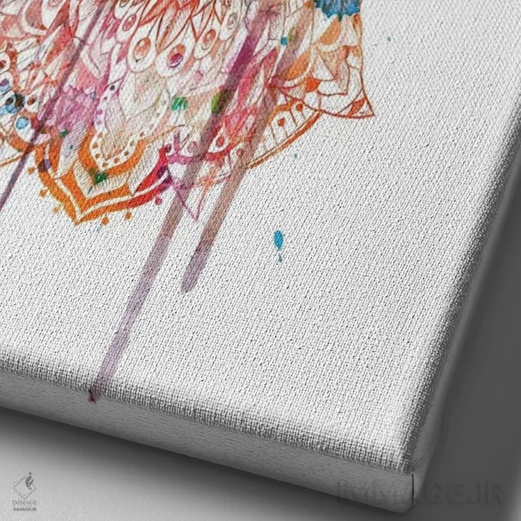 تابلو گوزن نر تزیینی رنگی شماره ۱ اثر بیوورکز - نمای نزدیک بافت بوم