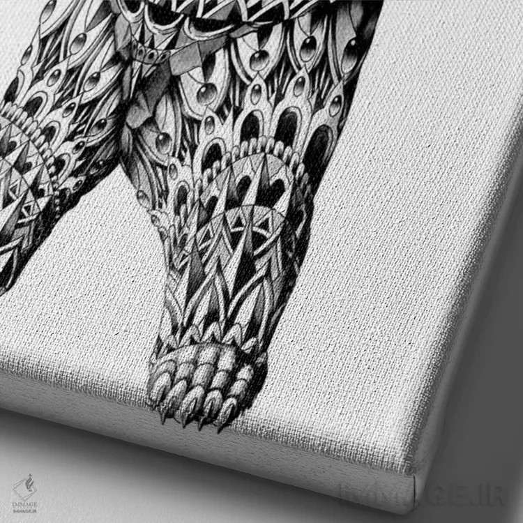 تابلو خرس گریزلی تزیینی اثر بیوورکز - نمای نزدیک بافت بوم