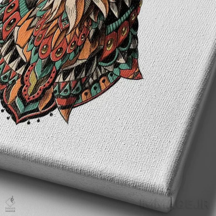 تابلو گوزن نر تزیینی رنگی شماره ۲ اثر بیوورکز - نمای نزدیک بافت بوم