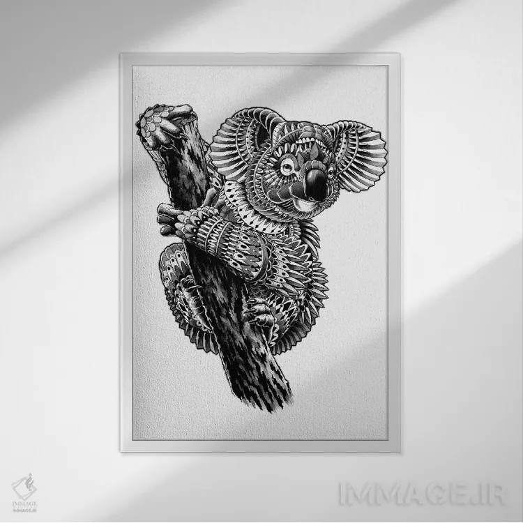 تابلو کوالای تزیینی اثر بیوورکز - نمای قابدار سفید