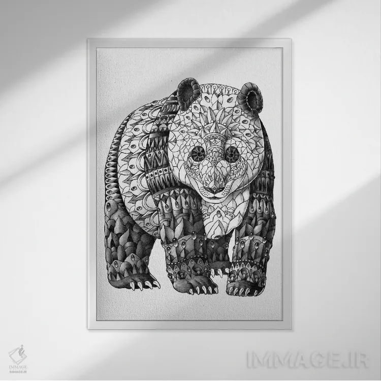 تابلو پاندا اثر بیوورکز - نمای قابدار سفید