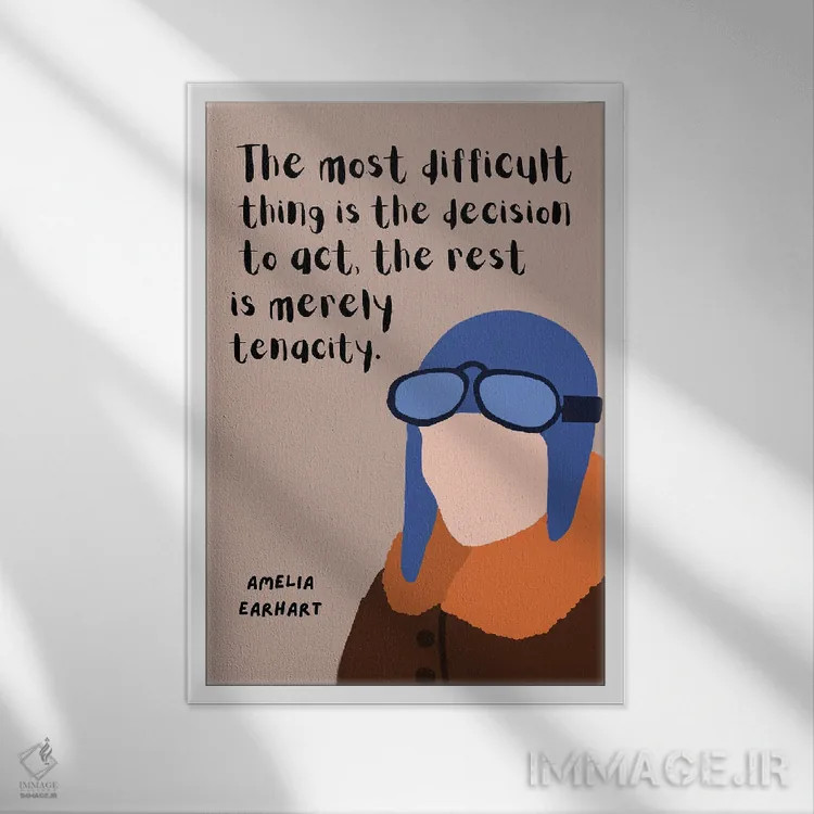 تابلو نقل قول آملیا ارهارت اثر برینی پرینتیبلز - نمای قابدار سفید