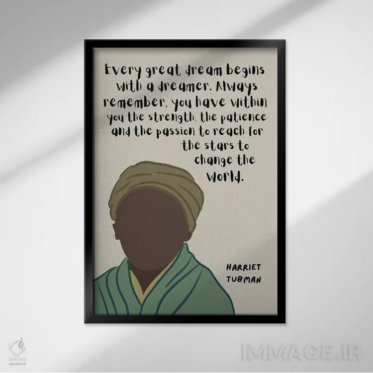 تابلو نقل قول هریت تابمن اثر برینی پرینتیبلز - نمای قابدار مشکی