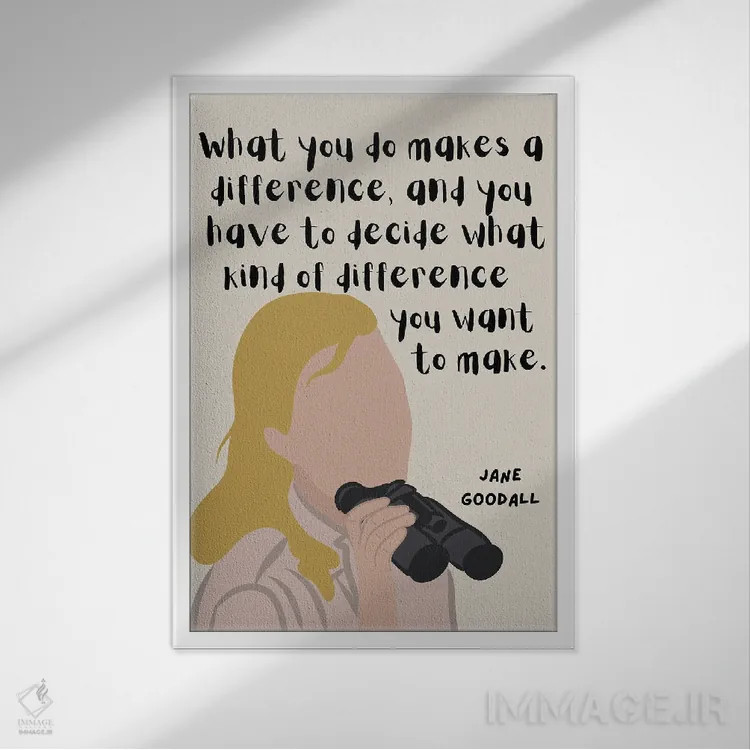 تابلو نقل قول جین گودال اثر برینی پرینتیبلز - نمای قابدار سفید