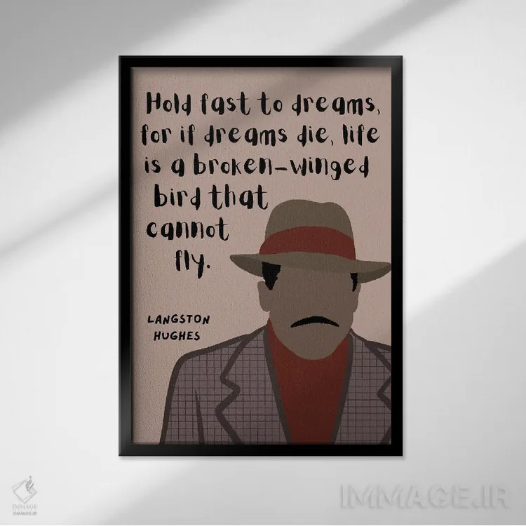 تابلو نقل قول لنگستون هیوز اثر برینی پرینتیبلز - نمای قابدار مشکی