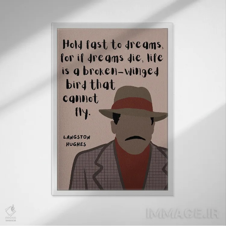 تابلو نقل قول لنگستون هیوز اثر برینی پرینتیبلز - نمای قابدار سفید