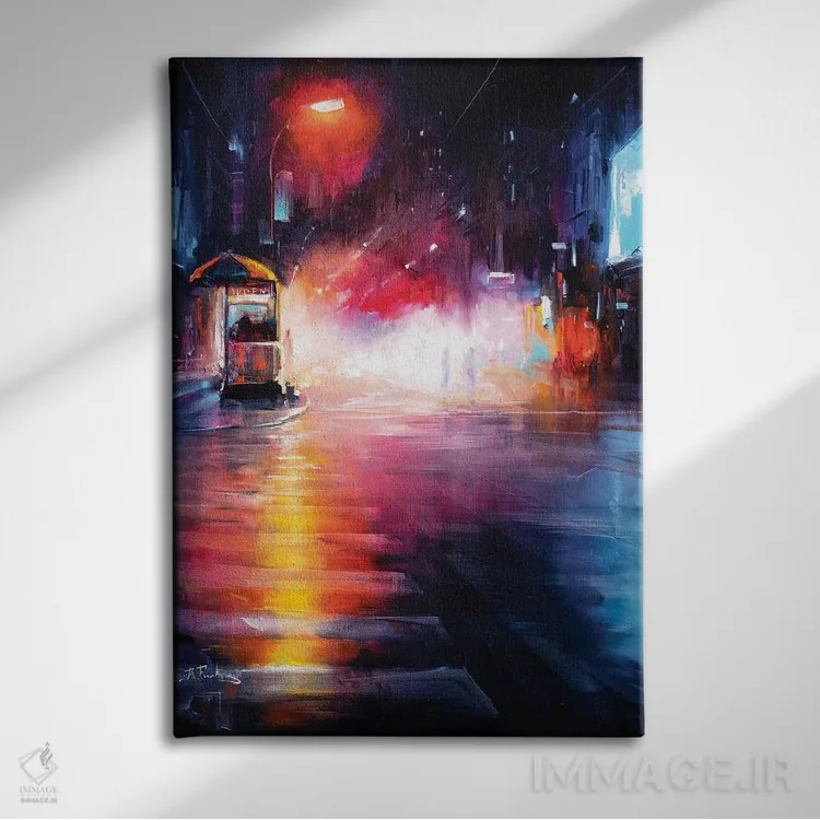 تابلو خیابان چهل و نهم غربی، منهتن، نیویورک اثر بُژنا فوخس - نمای روبهرو روی دیوار