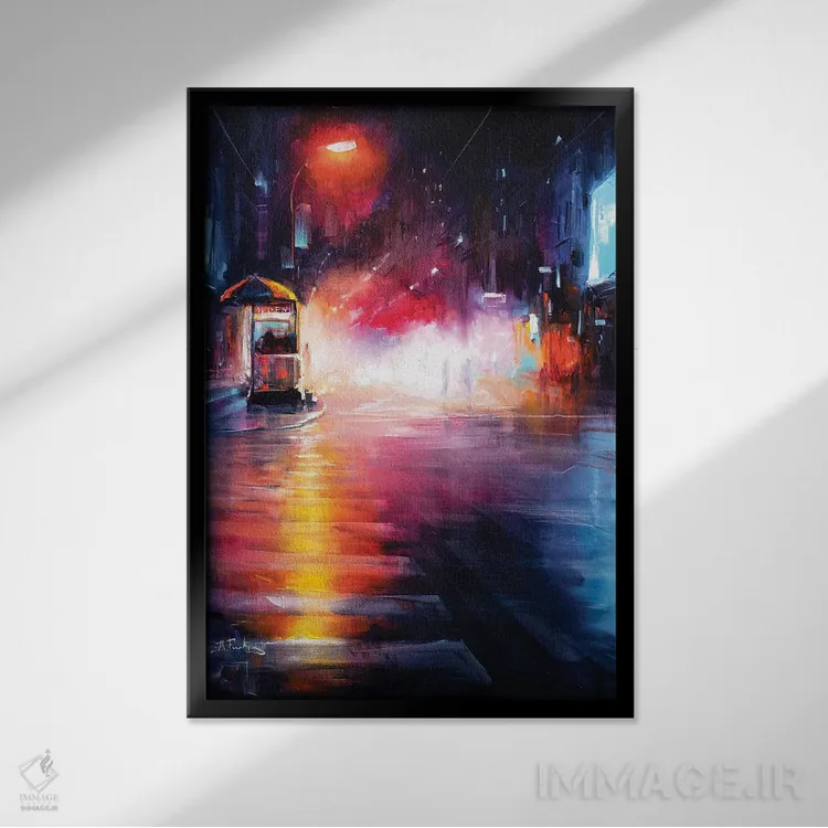 تابلو خیابان چهل و نهم غربی، منهتن، نیویورک اثر بُژنا فوخس - نمای قابدار مشکی