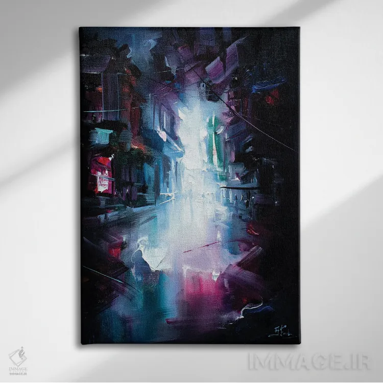 تابلو حال و هوای نئون اثر بُژنا فوخس - نمای روبهرو روی دیوار