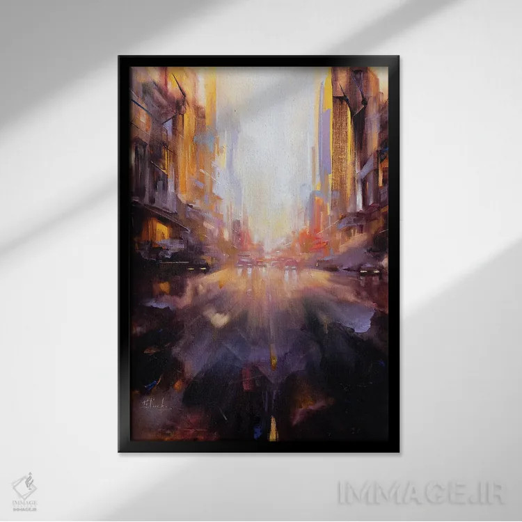 تابلو در مسیر غروب اثر بُژنا فوخس - نمای قابدار مشکی