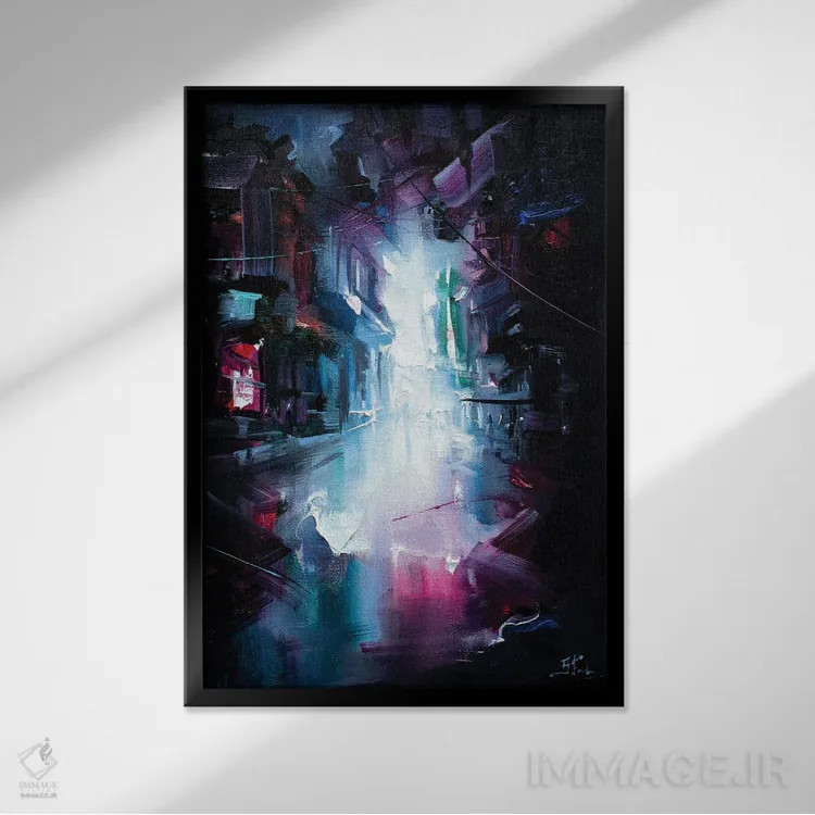 تابلو حال و هوای نئون اثر بُژنا فوخس - نمای قابدار مشکی