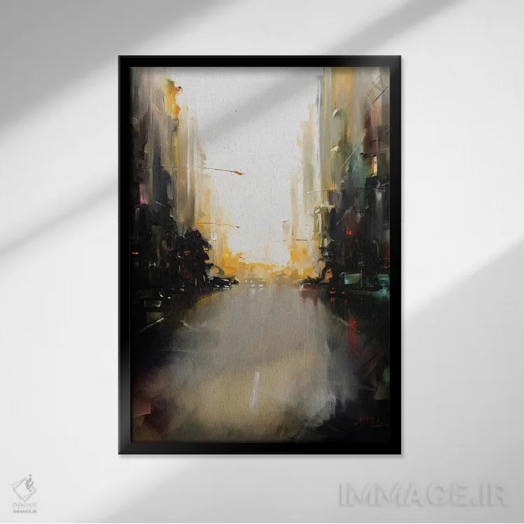 تابلو خیابان شهری اثر بُژنا فوخس - نمای قابدار مشکی