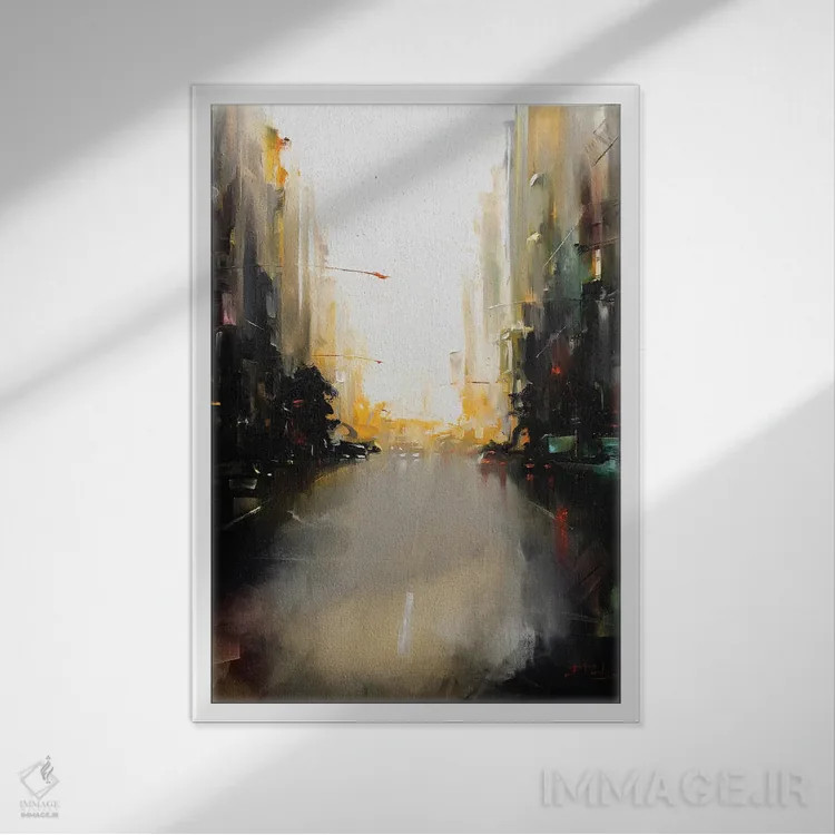 تابلو خیابان شهری اثر بُژنا فوخس - نمای قابدار سفید