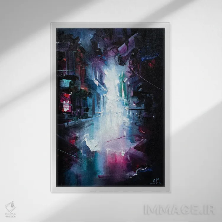 تابلو حال و هوای نئون اثر بُژنا فوخس - نمای قابدار سفید