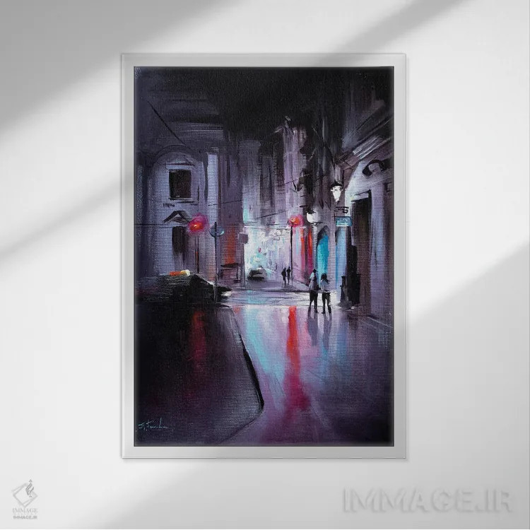 تابلو پیادهروی در نیمهشب اثر بُژنا فوخس - نمای قابدار سفید