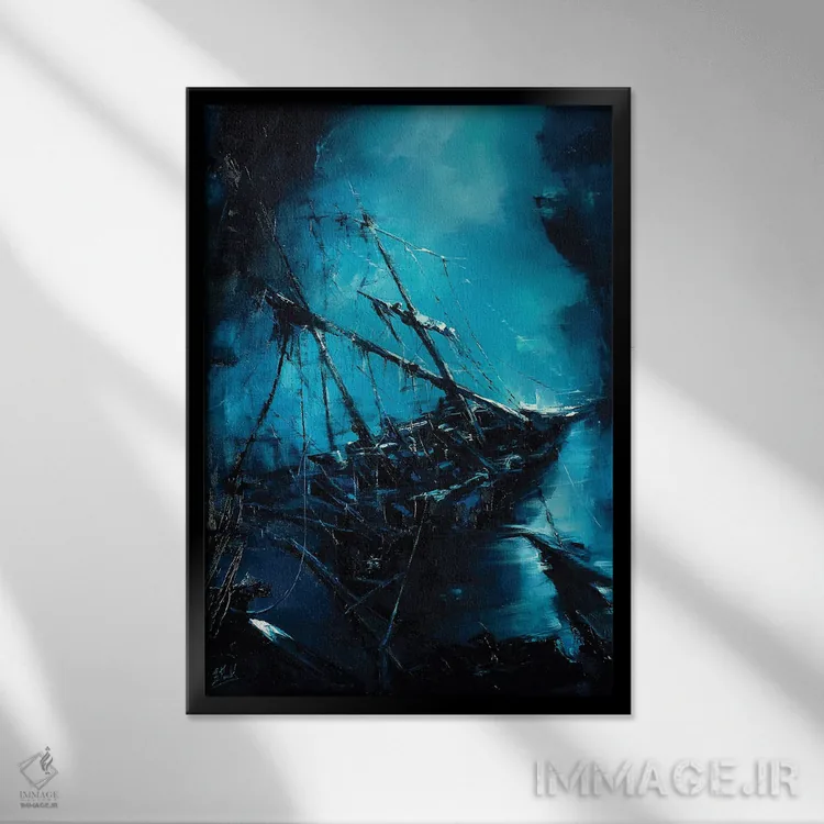 تابلو کشتی شکسته اثر بُژنا فوخس - نمای قابدار مشکی