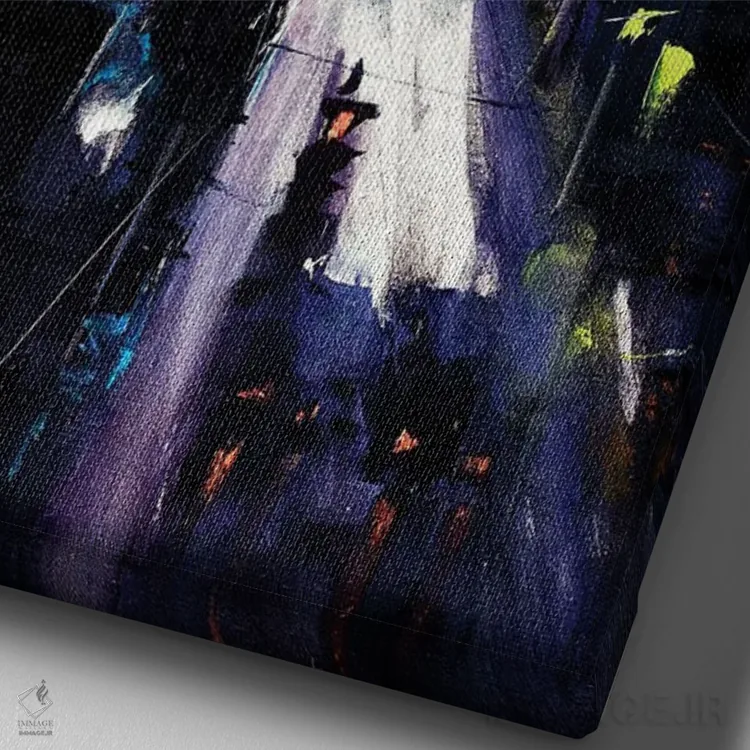 تابلو جادهٔ شبانهٔ شهر اثر بُژنا فوخس - نمای نزدیک بافت بوم