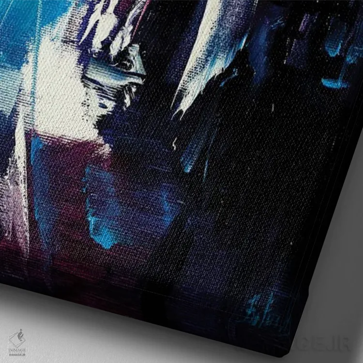 تابلو کوچهٔ خیابان در شب اثر بُژنا فوخس - نمای نزدیک بافت بوم