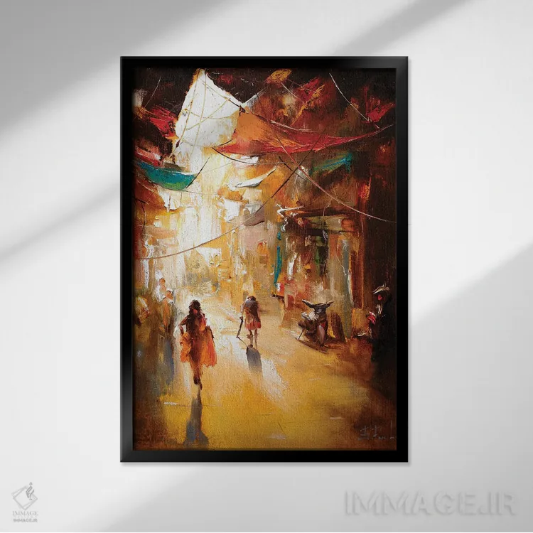 تابلو خیابانهای طلایی اثر بُژنا فوخس - نمای قابدار مشکی