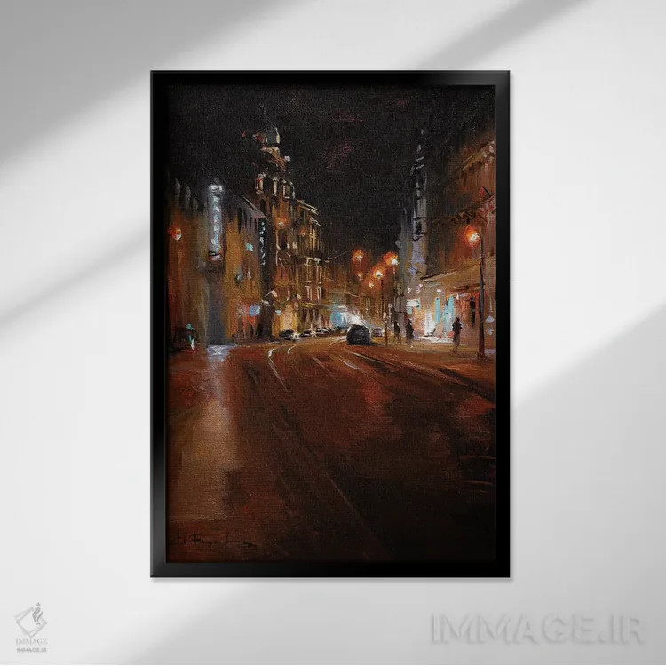 تابلو غروب گرم اثر بُژنا فوخس - نمای قابدار مشکی
