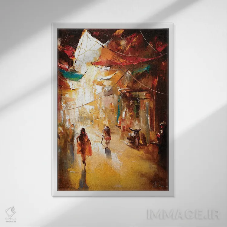 تابلو خیابانهای طلایی اثر بُژنا فوخس - نمای قابدار سفید